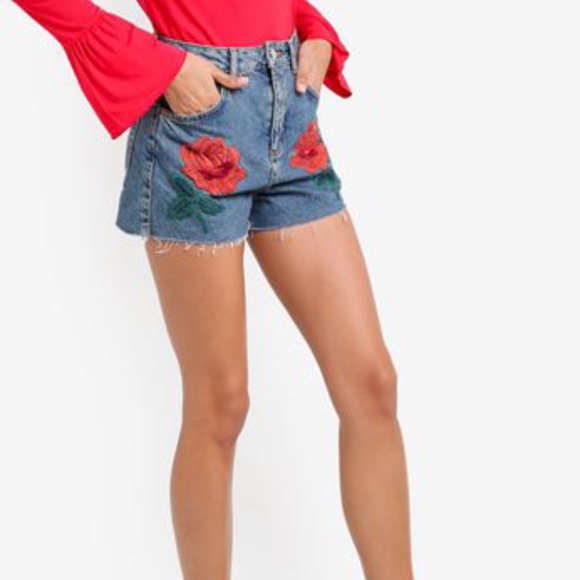 high waisted denim shorts topshop